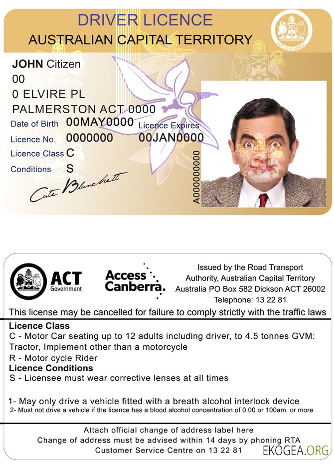 Australia Capital state driving license